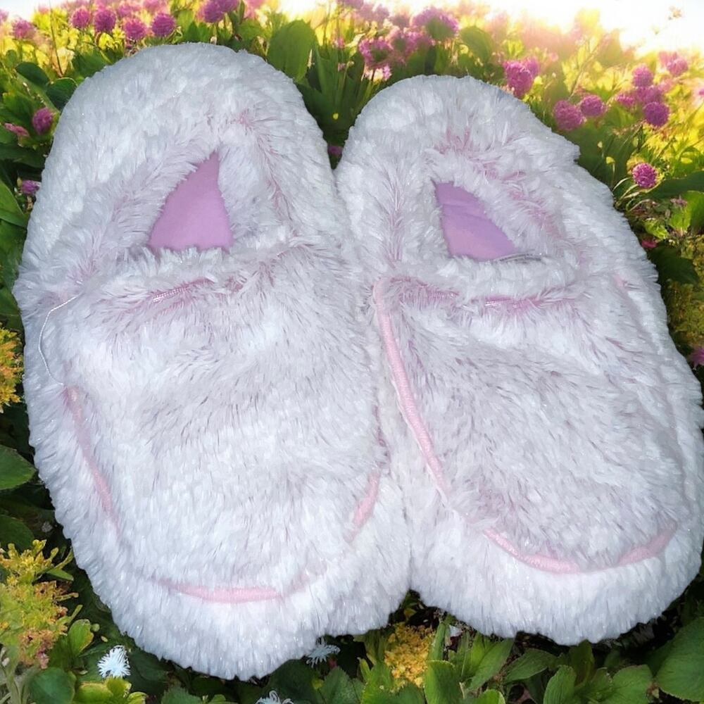 Warmies Microwavable Slippers Lavender Scented Pink Marshmallow Plush 6-10 Spa